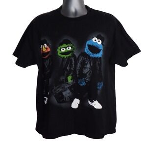 Sesame Street Men's Elmo Oscar Cookie Monster Hip Hop Graphic T-Shirt Large
